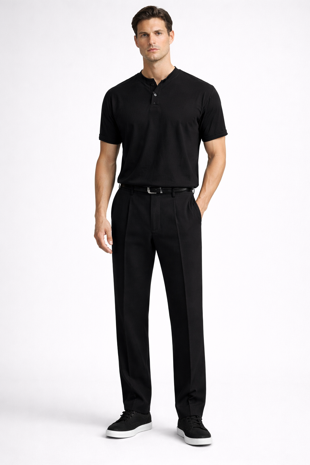 Kurzarm Henley Shirt