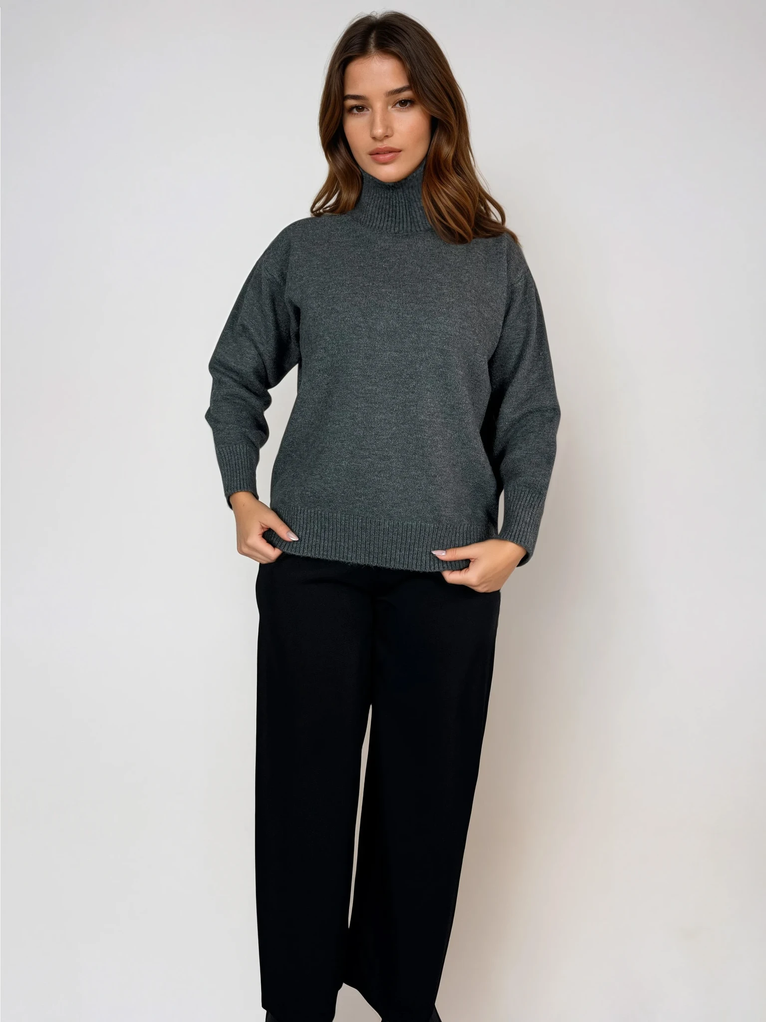 Rollkragen-Strickpullover