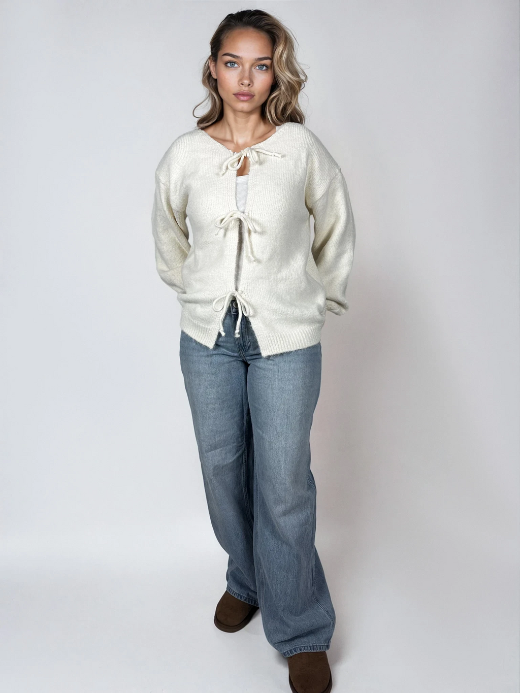 Oversized Cardigan mit Bindedetails