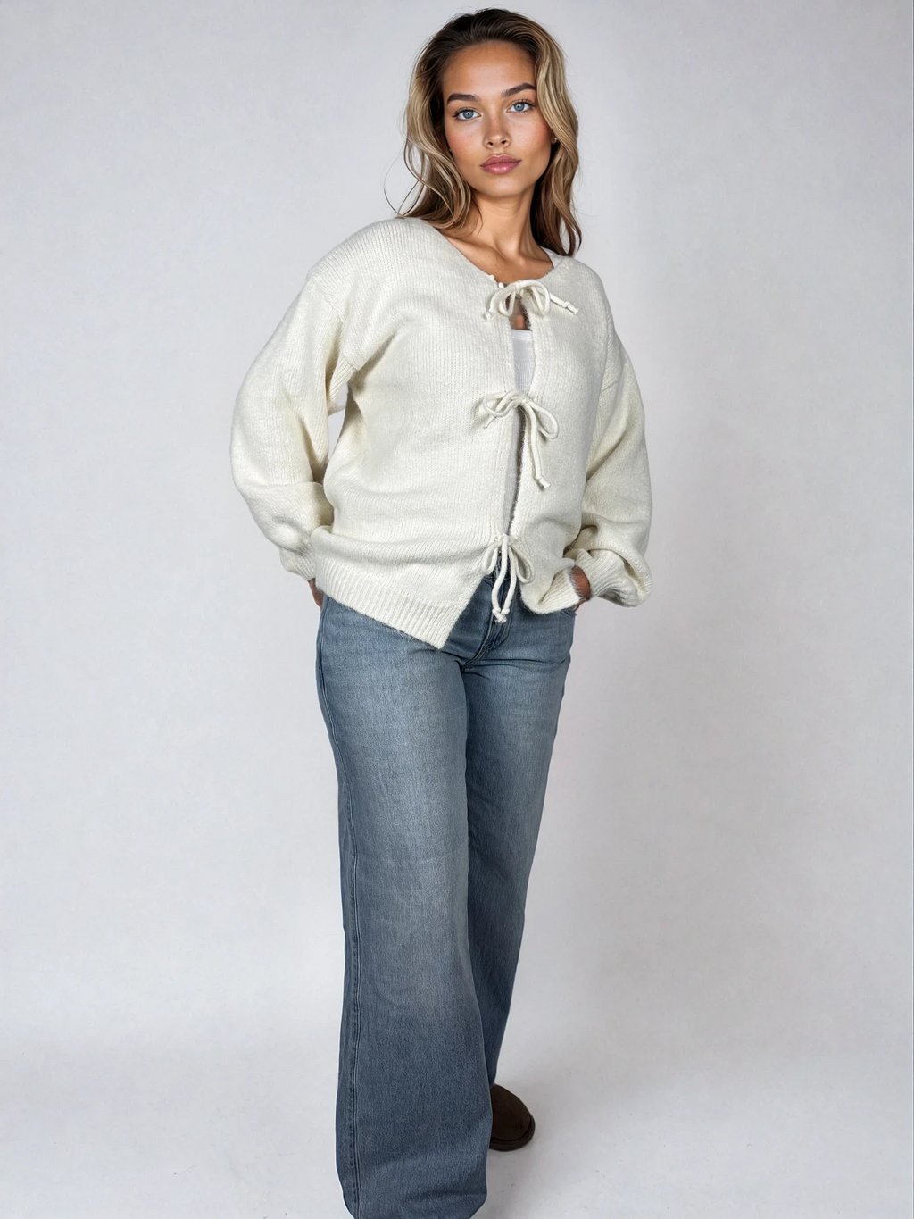 Oversized Cardigan mit Bindedetails