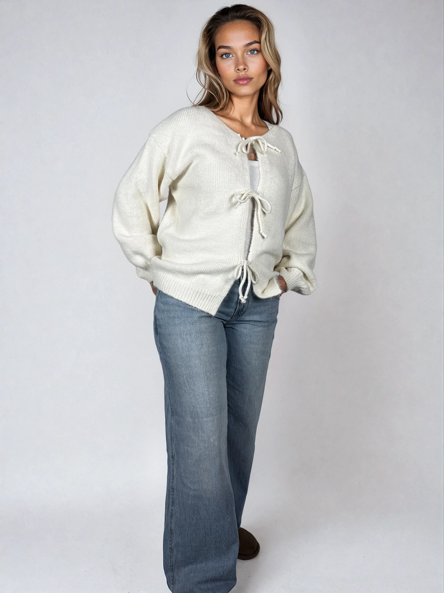 Oversized Cardigan mit Bindedetails