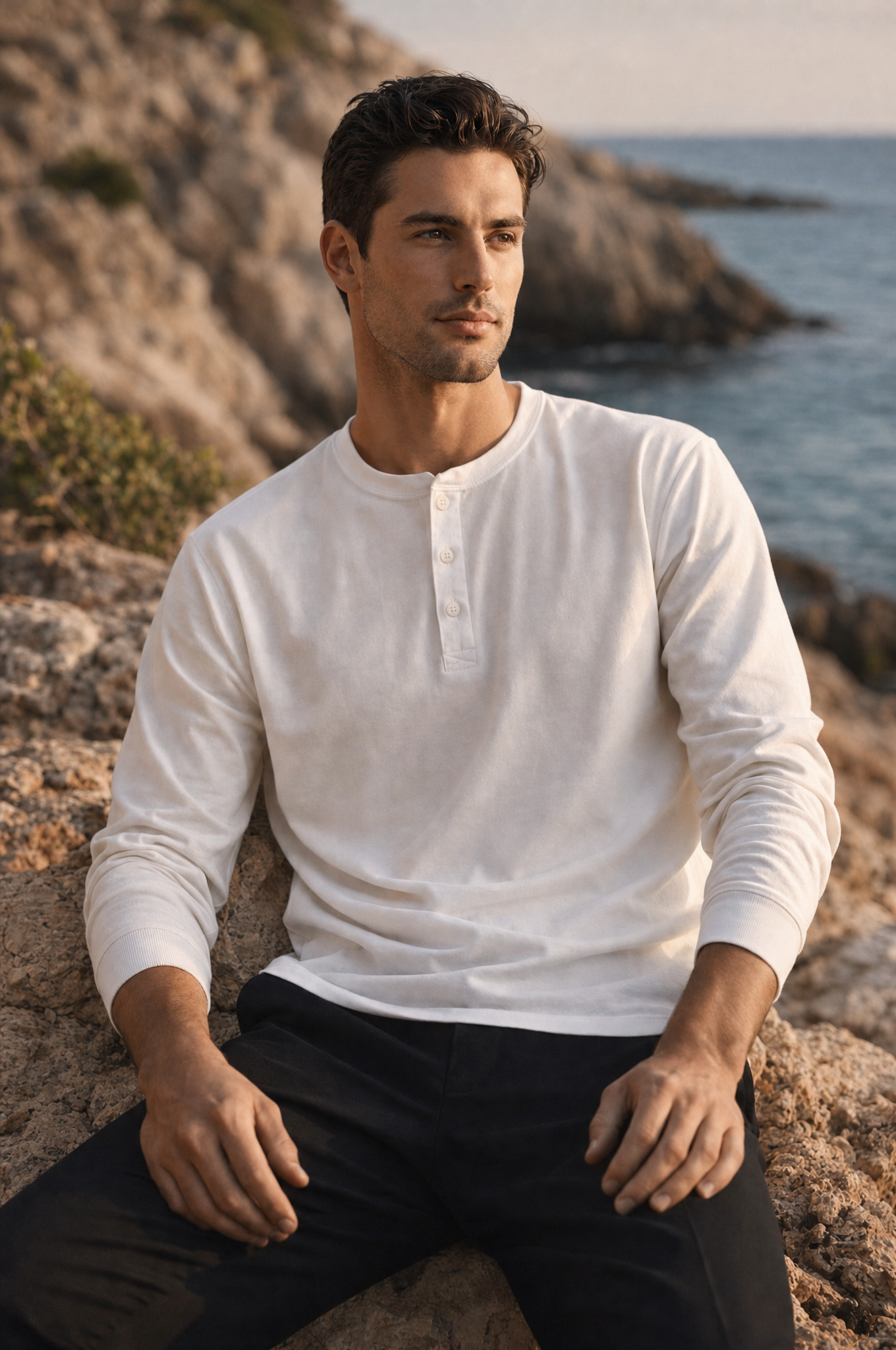Langärmliges Henleyshirt
