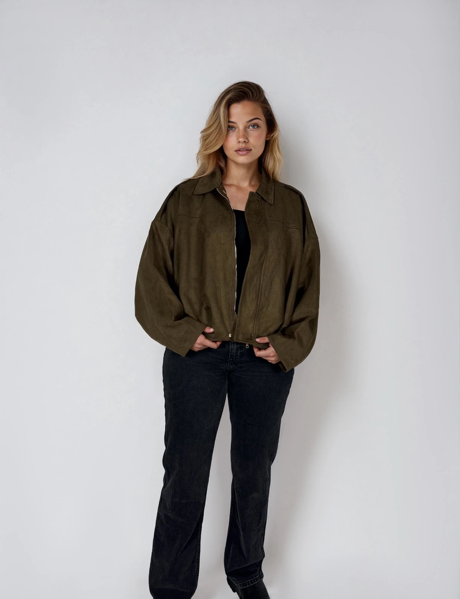 Jacke in Wildlederoptik