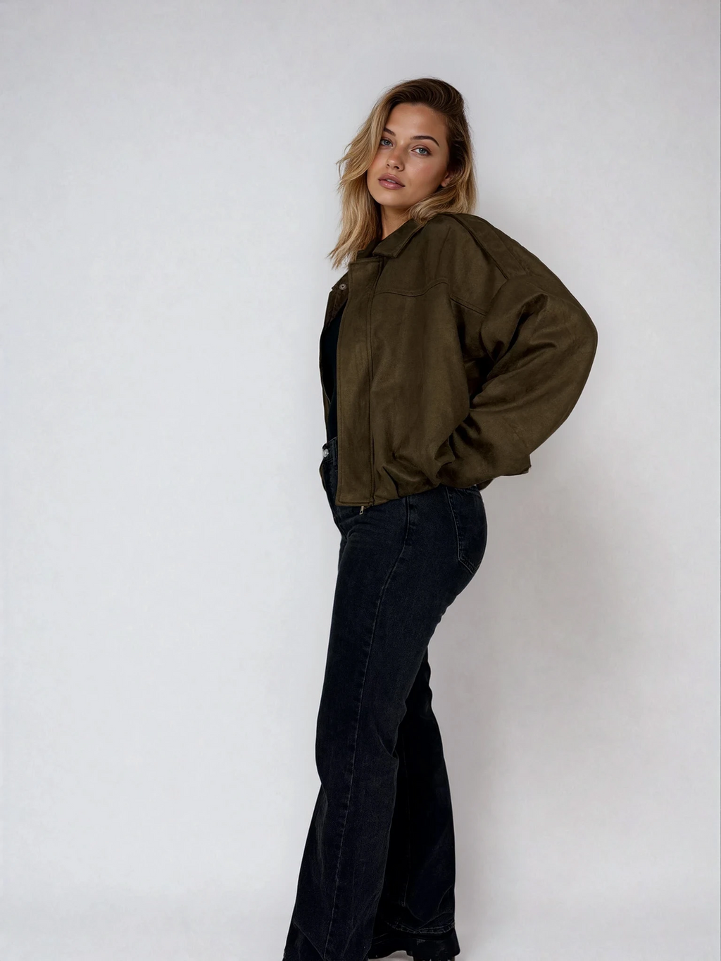 Jacke in Wildlederoptik