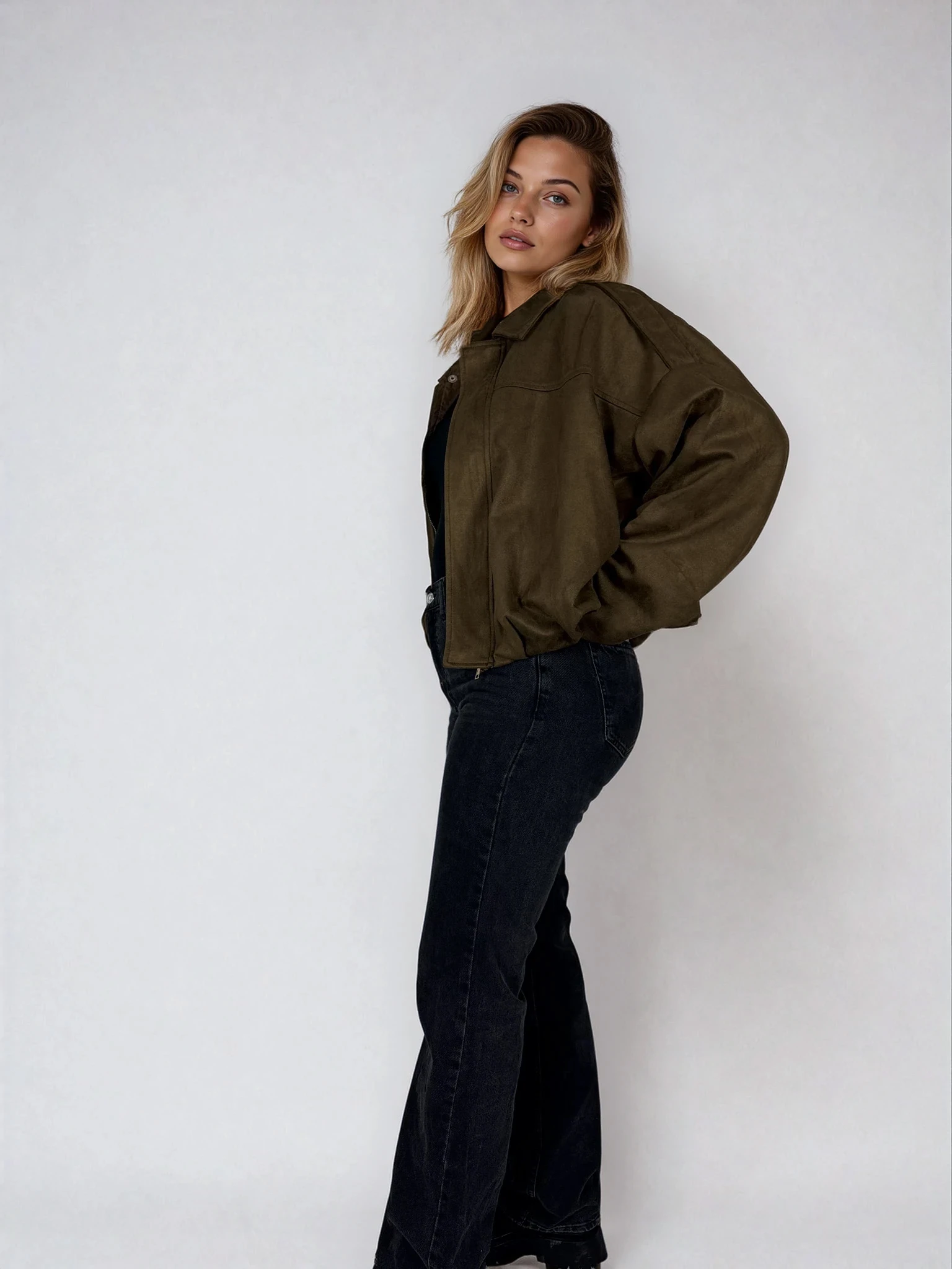 Jacke in Wildlederoptik