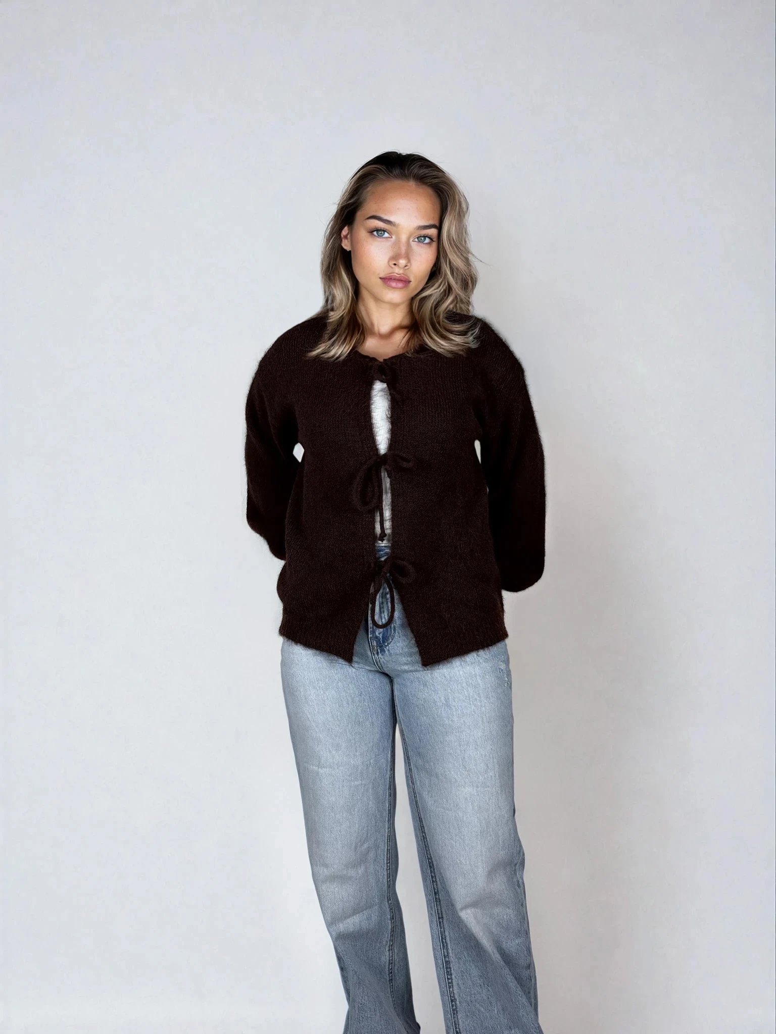 Oversized Cardigan mit Bindedetails