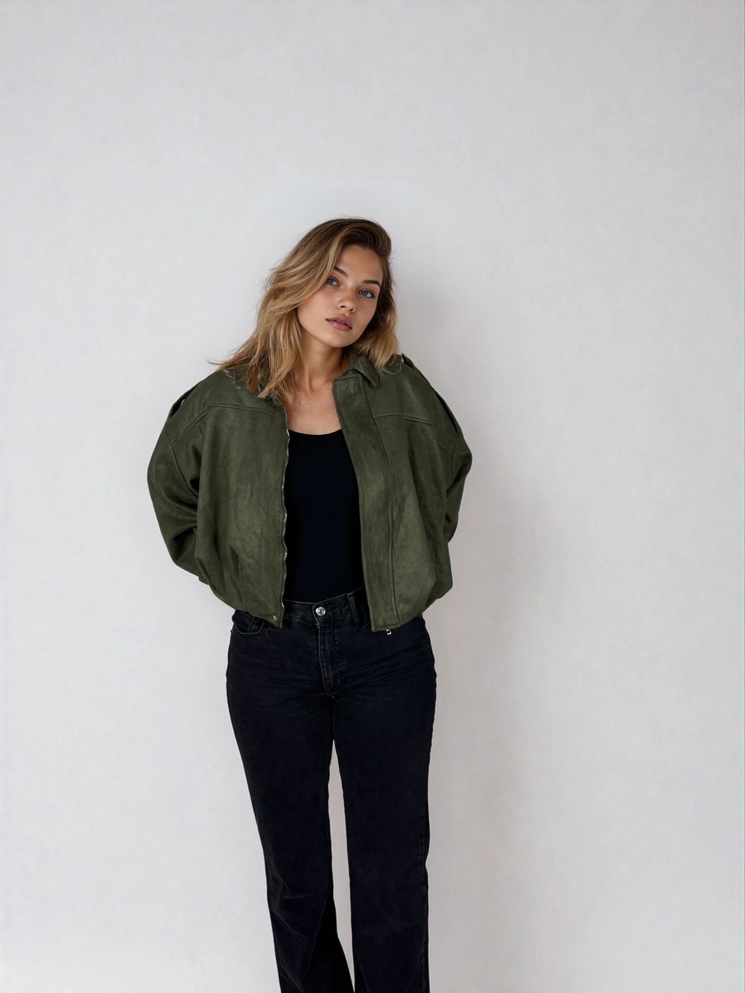 Jacke in Wildlederoptik